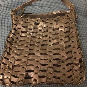 Large Leather Satchel with Canvas Interior